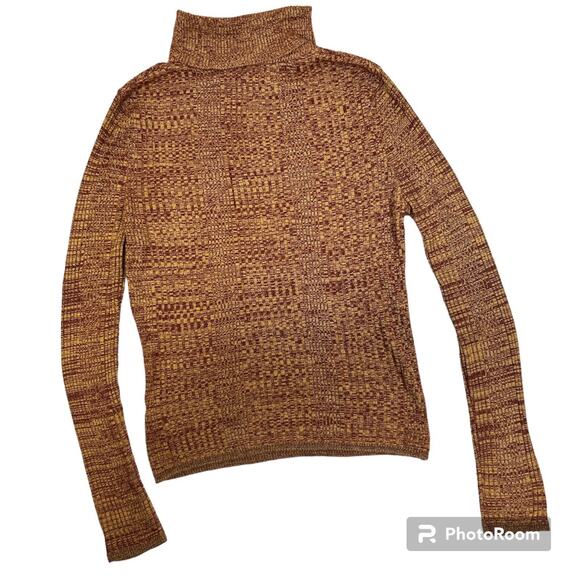 Topshop Womens Sz 6 Red Yellow Turtle Neck Long Sleeve Pullover Jumper Top - Picture 2 of 11